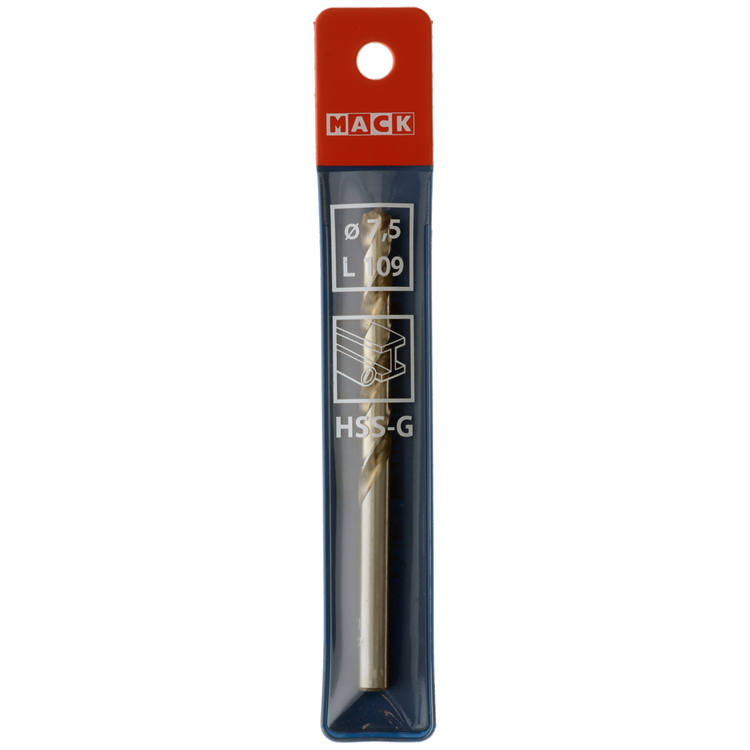 Mack 1018411 - taladro para metal hss g din 338 ø 7,5 x 109 mm | 5 piezas