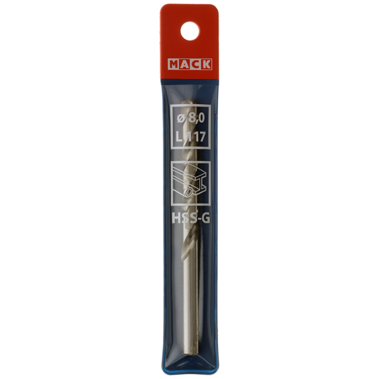 Mack 1018412 - taladro para metal hss g din 338 ø 8,0 x 117 mm | 5 piezas