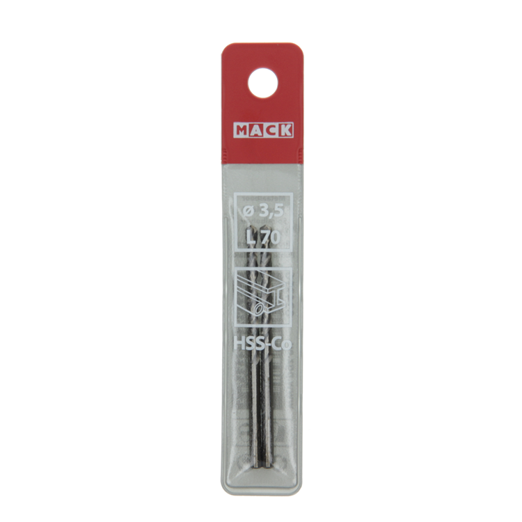 Mack 1018423 - taladro metal hss co5% din 338 ø 3,5 x 70 mm 2 uds | 5 piezas