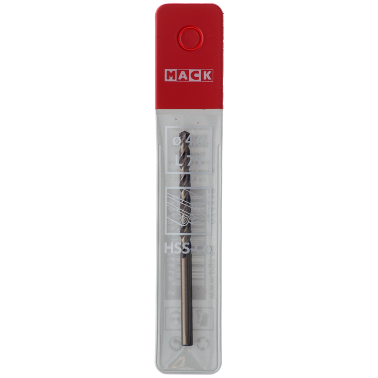 Mack 1018424 - taladro metal hss co5% din 338 ø 4,0 x 75 mm | 5 piezas