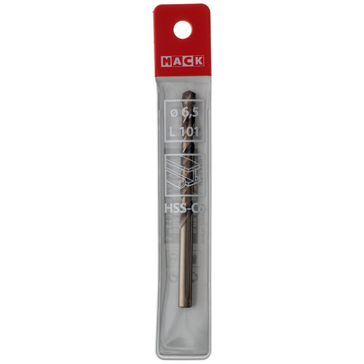 Mack 1018429 - taladro metal hss co5% din 338 ø 6,5 x 101 mm | 5 piezas