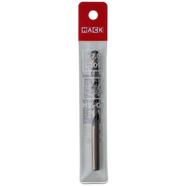 Mack 1018430 - taladro metal hss co5% din 338 ø 7,0 x 109 mm | 5 piezas