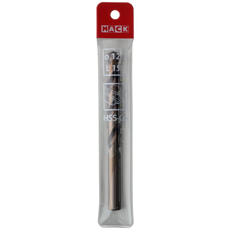 Mack 1018435 - taladro para metal hss co5% din 338 ø 12,0 x 151 mm | 5 piezas