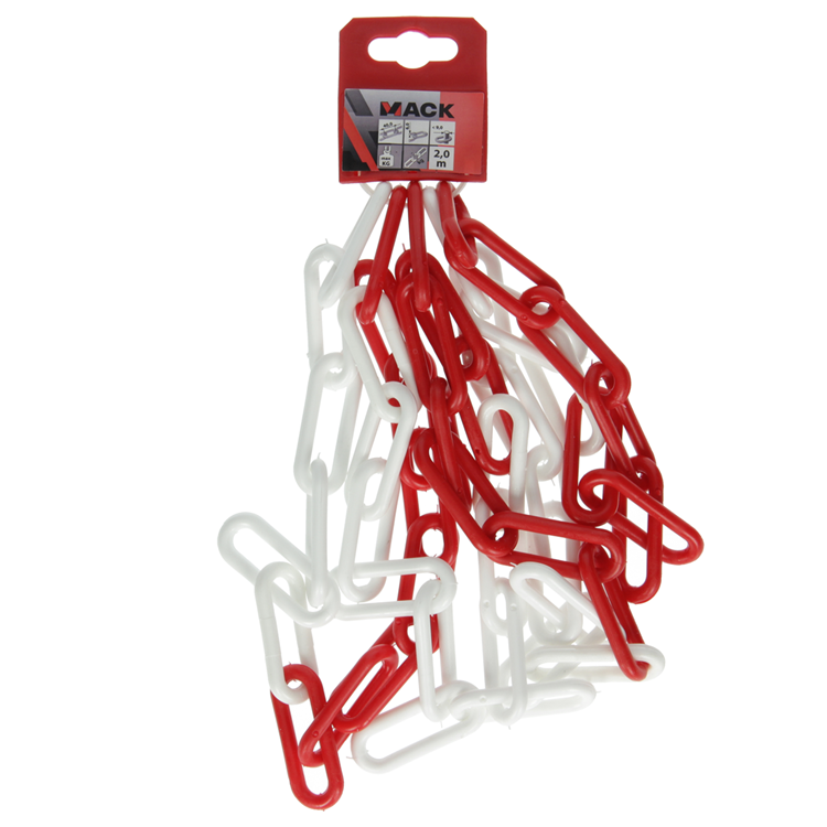 Mack 1005291 - catena in plastica rosso bianco ø 6mm l 40mm 2m | 5 pezzi