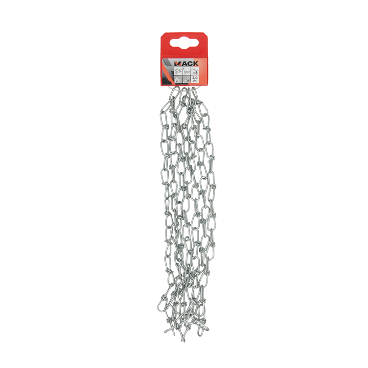 Mack 1005294 - catena victor zincata din5686ø 2mm l 28mm 2m wwl 32 kg | 5 pezzi