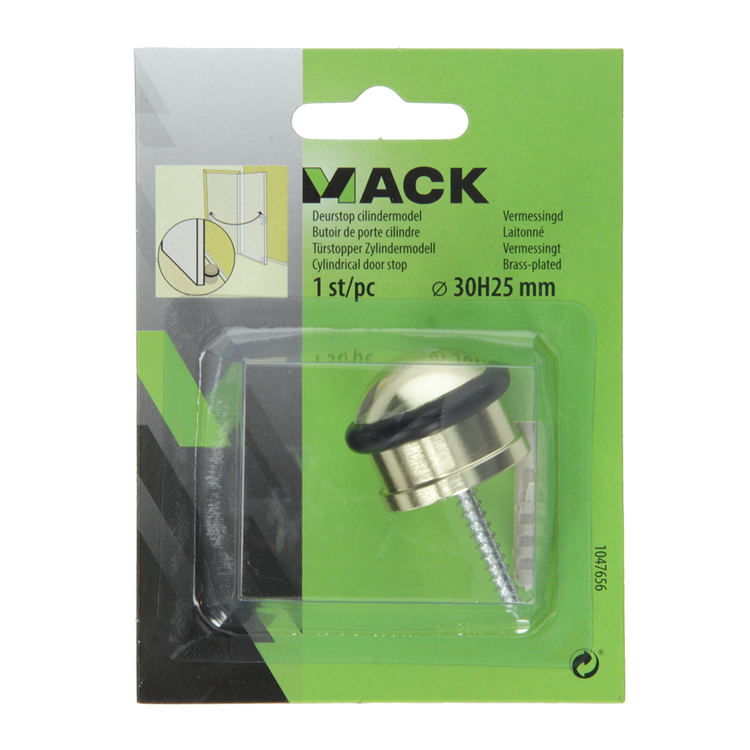 Mack 1047656 - deurstop cilindermodel vermessingd ø 30h25 mm 1 st pc | 6 stuks