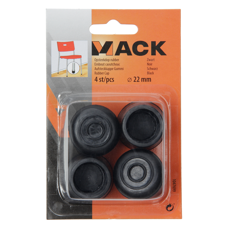 Mack 1047699 - tappo in gomma nero ø 22 mm 4 pz | 6 pezzi