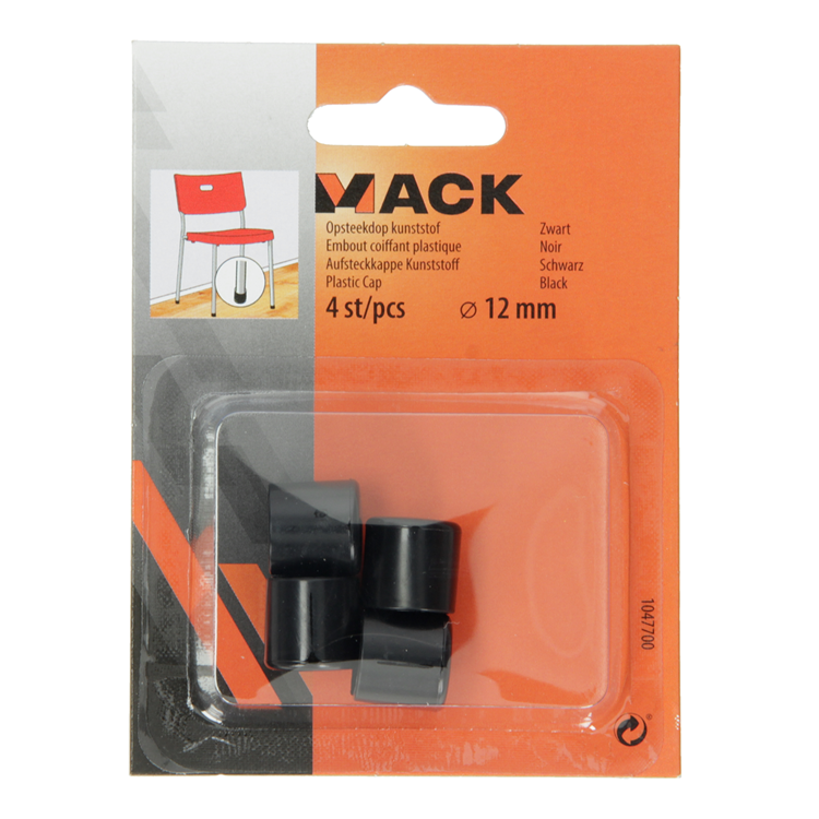 Mack 1047700 - tappo in plastica nero ø 12 mm 4 pz | 6 pezzi