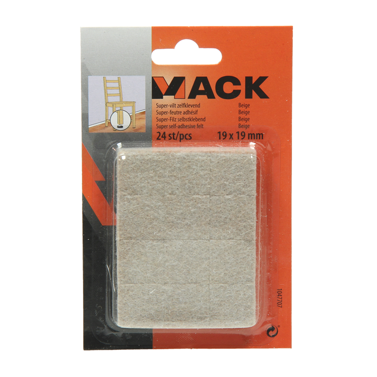 Mack 1047707 - superfeltro autoadesivo beige 19 x 19 mm 24 pz | 12 pezzi
