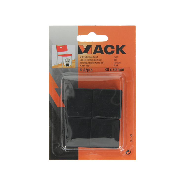 Mack 1047749 - tappo in plastica nero 30 x 30 mm 4 pz | 6 pezzi