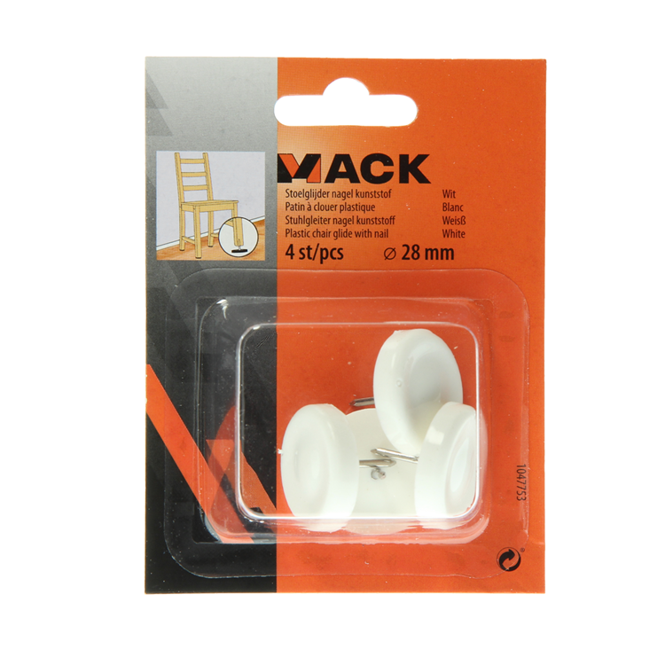 Mack 1047753 - chiodo scorrevole per sedia plastica bianco ø 28 mm 4 pz | 6 pezzi