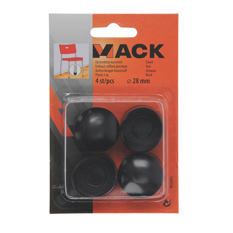 Mack 1047754 - tappo in plastica nero ø 28 mm 4 pz | 6 pezzi