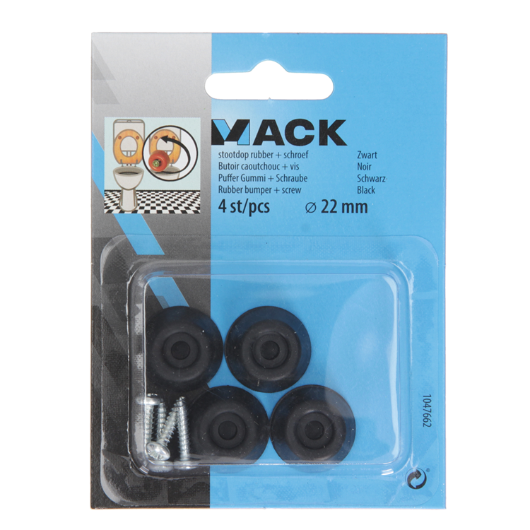 Mack 1047662 - tappo in gomma + vite nero ø 22 mm 4 pz | 6 pezzi