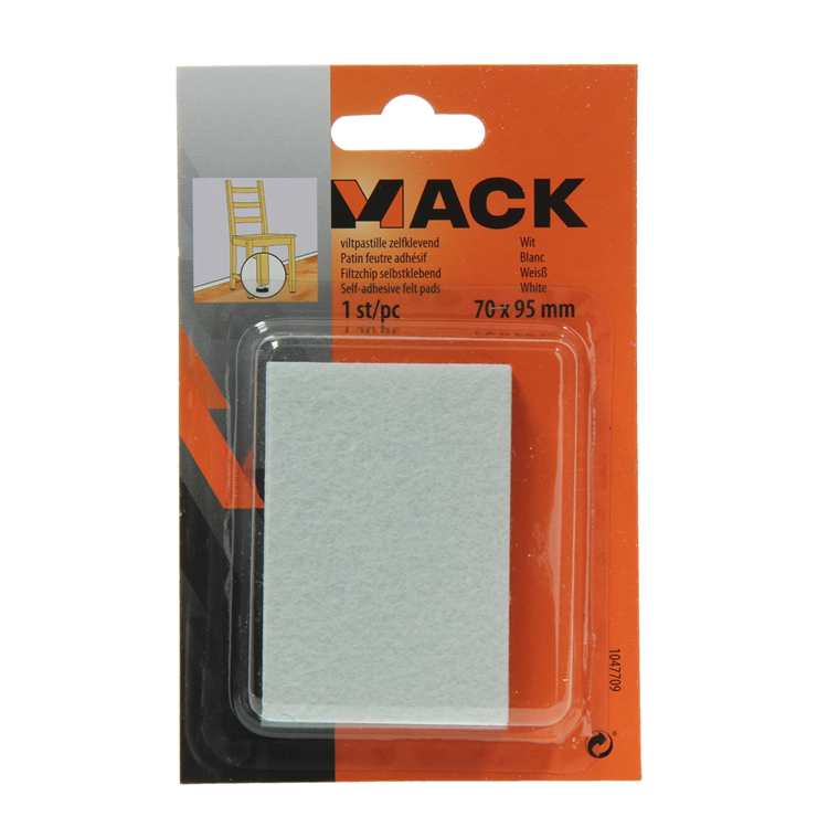 Mack 1047709 - pastiglia in feltro autoadesiva bianca 70 x 95 mm 1 pz pz | 12 pezzi
