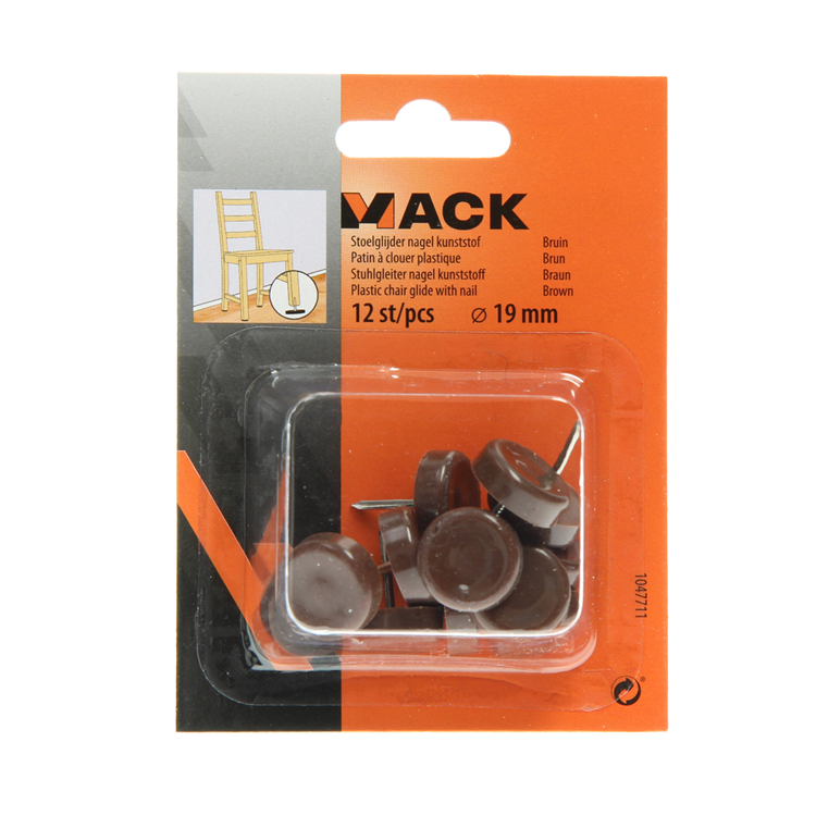 Mack 1047711 - chiodo scorrevole per sedia plastica marrone ø 19 mm 12 pz | 6 pezzi