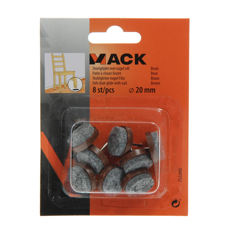 Mack 1047712 - feltrino per sedia con chiodino marrone ø 20 mm 8 pz | 6 pezzi