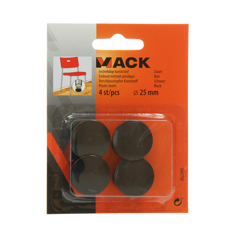 Mack 1047759 - tappo in plastica nero ø 25 mm 4 pz | 6 pezzi