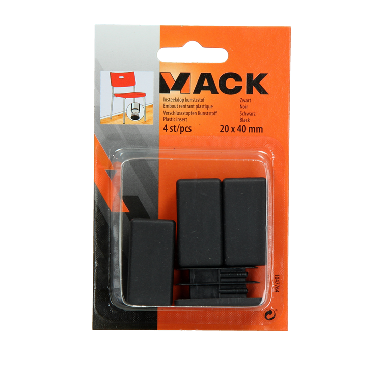 Mack 1047764 - tappo in plastica nero 20 x 40 mm 4 pz | 6 pezzi