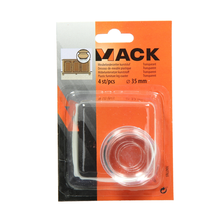 Mack 1047765 - sottobicchiere plastica trasparente ø 35 mm 4 pz | 6 pezzi