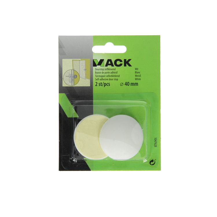 Mack 1047628 - fermaporta autoadesivo bianco ø 40 mm 2 pz | 6 pezzi