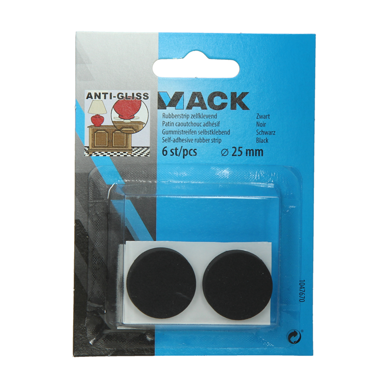 Mack 1047670 - striscia di gomma autoadesiva nera ø 25 mm 6 pz | 12 pezzi
