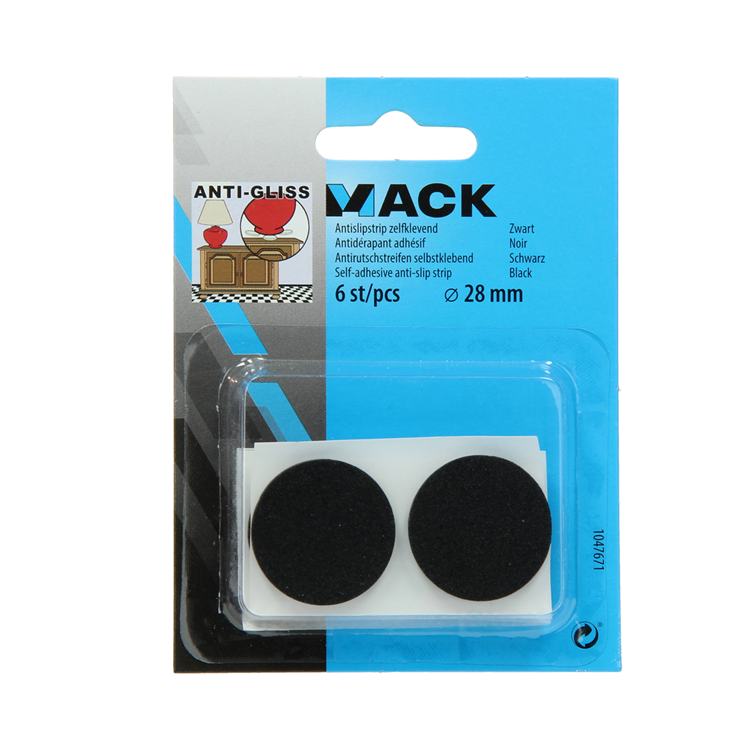 Mack 1047671 - striscia antiscivolo autoadesiva nera ø 28 mm 6 pz | 12 pezzi