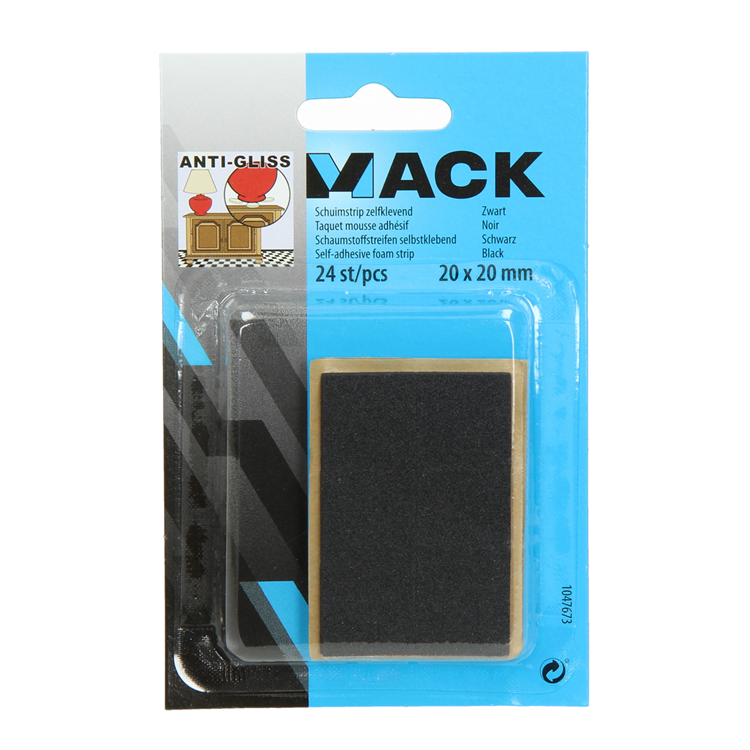 Mack 1047673 - striscia di schiuma autoadesiva nera 20 x 20 mm 24 pz | 6 pezzi