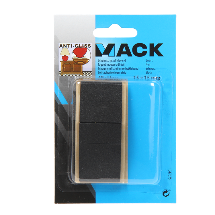 Mack 1047675 - striscia di schiuma autoadesiva nera 15 x 15 mm 40 pz | 6 pezzi