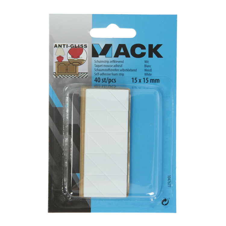 Mack 1047677 - striscia di schiuma autoadesiva bianca 15 x 15 mm 40 pz | 6 pezzi