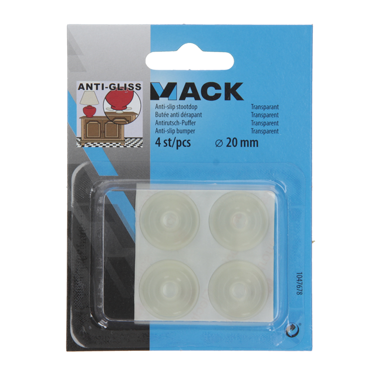 Mack 1047678 - anti-slip stootdop transparant ø 20 mm 4 st pcs | 12 stuks