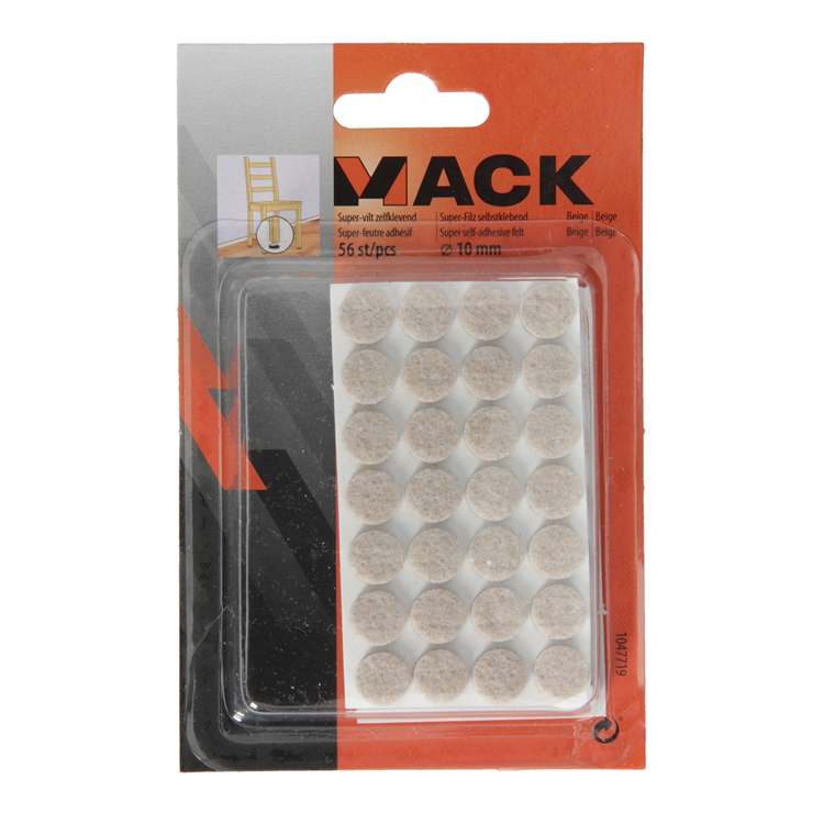 Mack 1047719 - super feltro autoadesivo beige ø 10 mm 56 pz | 12 pezzi