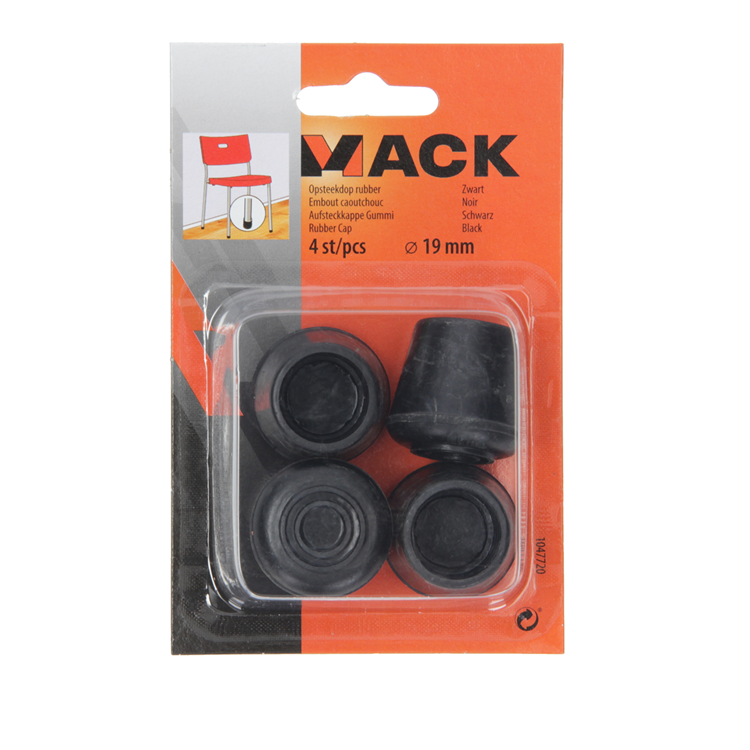 Mack 1047720 - tappo in gomma nero ø 19 mm 4 pz | 6 pezzi