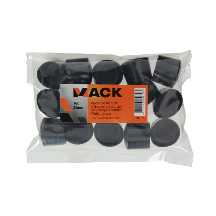 Mack 1047769 - tappo in plastica nero ø 25 mm 16 pz | 6 pezzi