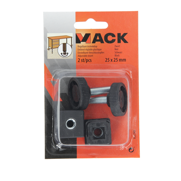 Mack 1047774 - tappo tappo regolabile nero 25 x 25 mm 2 pz | 6 pezzi