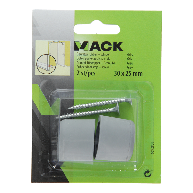 Mack 1047629 - gomma fermaporta + vite grigia 30 x 25 mm 2 pz | 6 pezzi