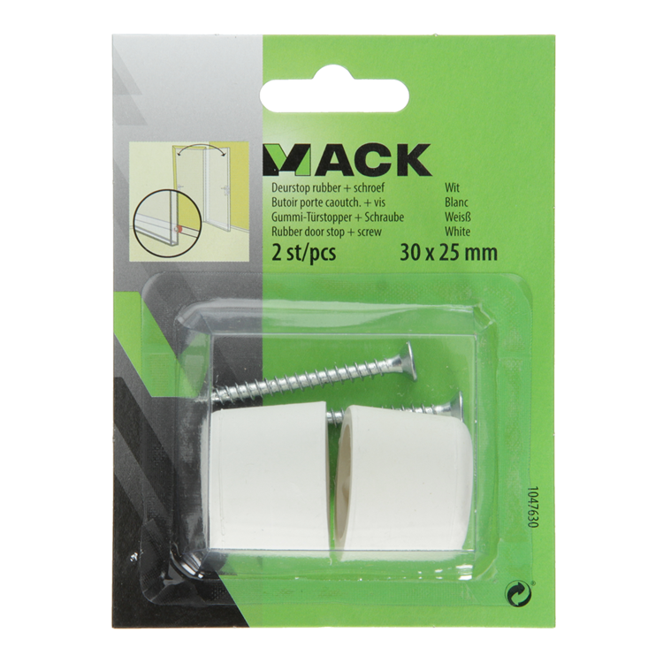 Mack 1047630 - gomma fermaporta + vite bianca 30 x 25 mm 2 pz | 6 pezzi