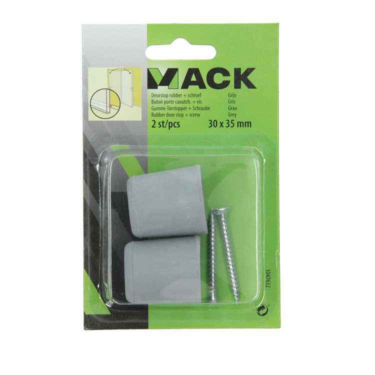 Mack 1047632 - gomma fermaporta + vite grigia 30 x 35 mm 2 pz | 6 pezzi
