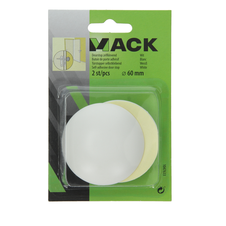 Mack 1047633 - fermaporta autoadesivo bianco ø 60 mm 2 pz | 6 pezzi