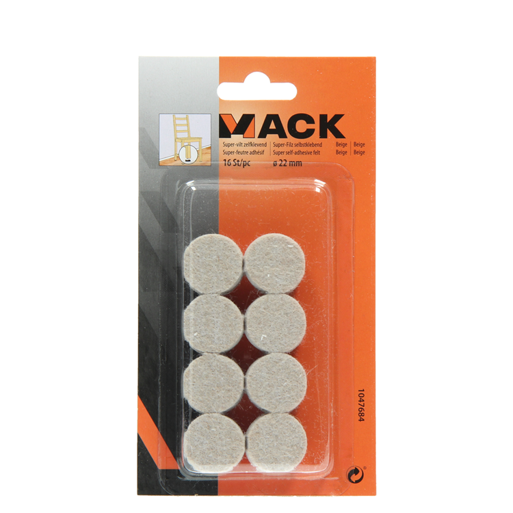 Mack 1047684 - super feltro autoadesivo beige ø 22 mm 16 pz | 12 pezzi