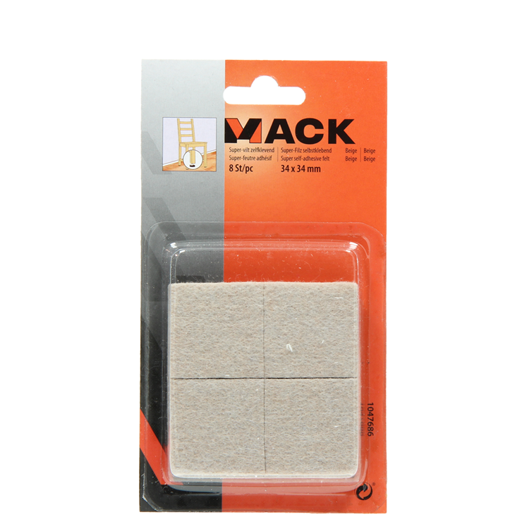 Mack 1047686 - super feltro autoadesivo beige 34 x 34 mm 8 pz | 12 pezzi