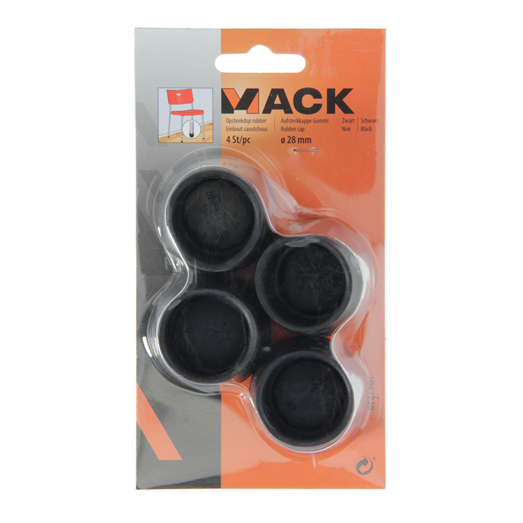 Mack 1047730 - tappo in gomma nero ø 28 mm 4 pz | 6 pezzi