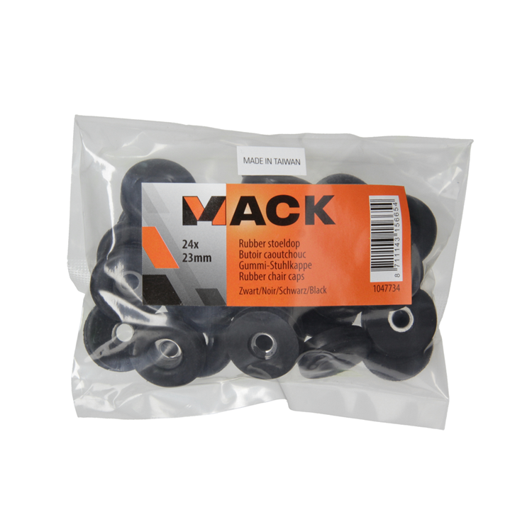 Mack 1047734 - stoeldop rubber zwart ø 23 mm 24 st pcs | 6 stuks