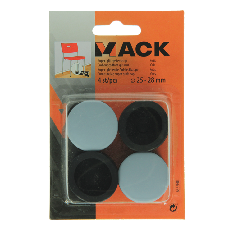 Mack 1047779 - tappo super scorrevole grigio ø 25 - 28 mm 4 pz | 6 pezzi