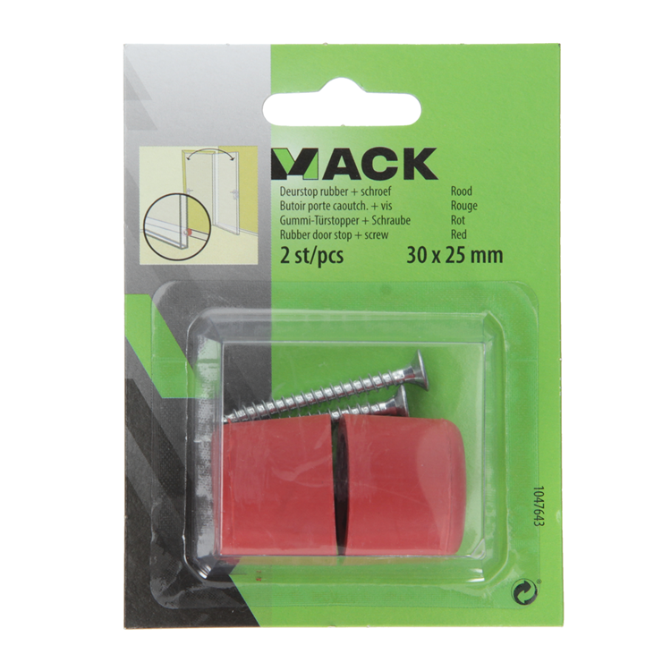 Mack 1047643 - gomma fermaporta + vite rossa 30 x 25 mm 2 pz | 6 pezzi