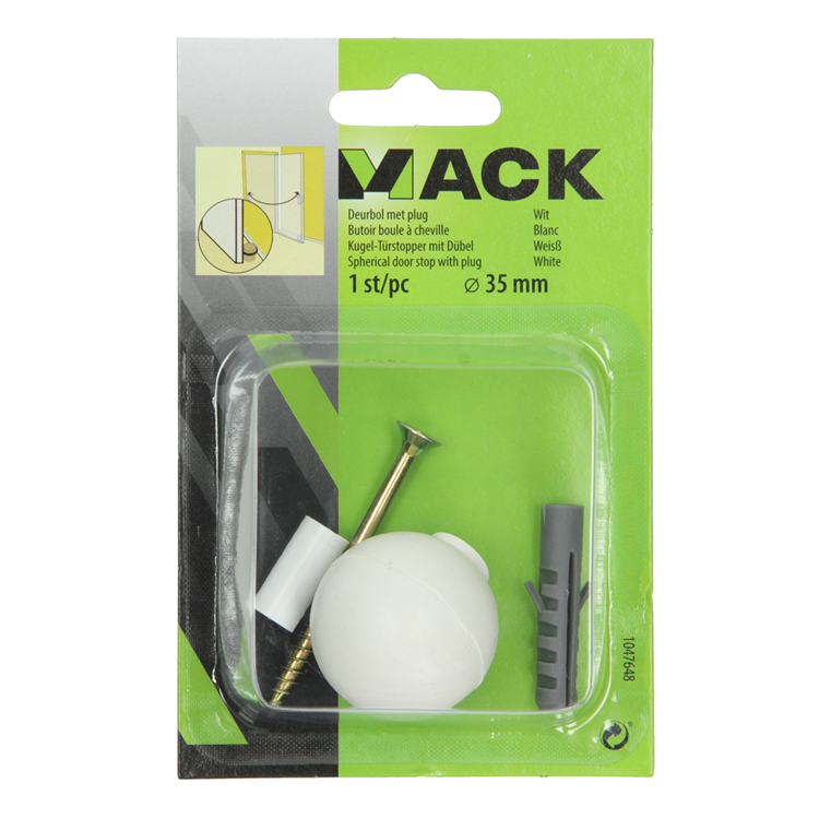 Mack 1047648 - door ball with plug white ø 35 mm 1 pc pc | 6 pieces