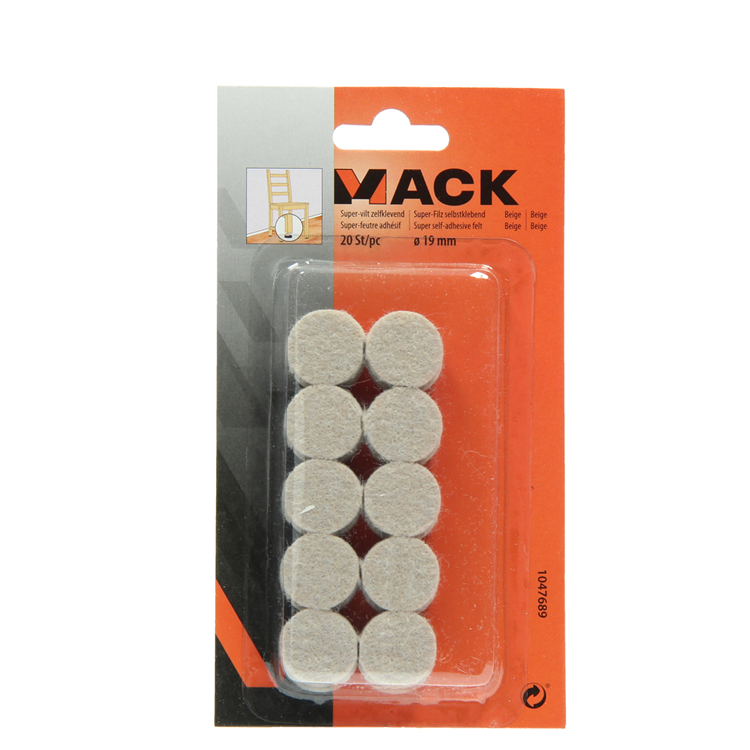 Mack 1047689 - super feltro autoadesivo beige ø 19 mm 20 pz | 12 pezzi