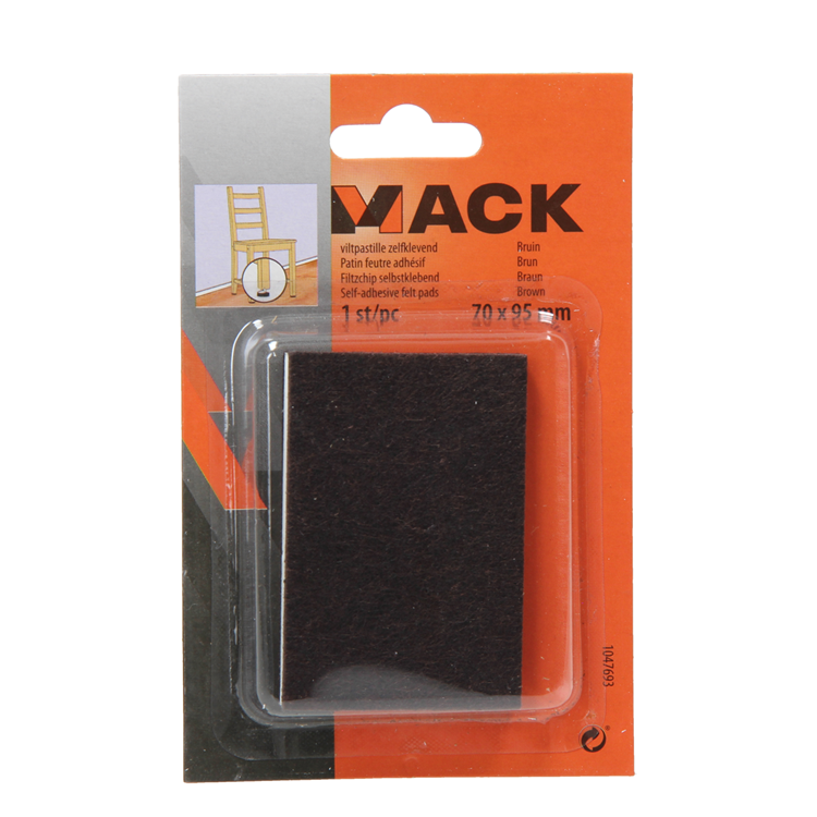 Mack 1047693 - pastiglia in feltro autoadesiva marrone 70 x 95 mm 1 pz pz | 12 pezzi