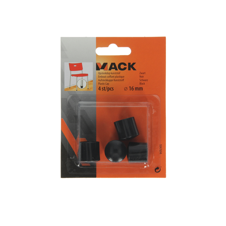 Mack 1047694 - tappo in plastica nero ø 16 mm 4 pz | 6 pezzi