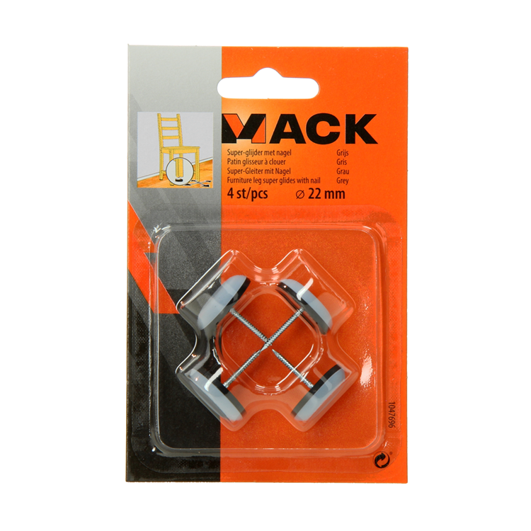Mack 1047696 - super aliante con chiodo grigio ø 22 mm 4 pz | 6 pezzi