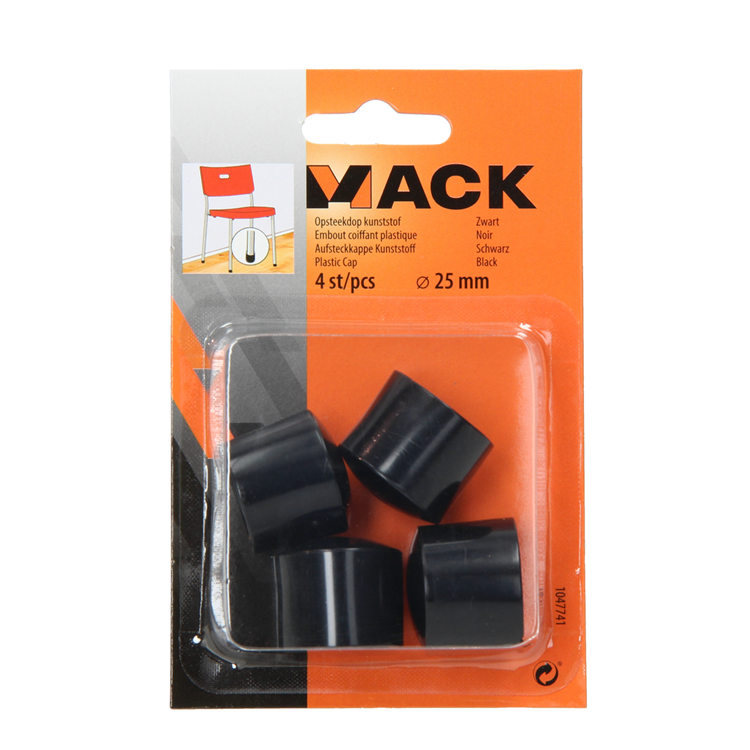 Mack 1047741 - tappo in plastica nero ø 25 mm 4 pz | 6 pezzi